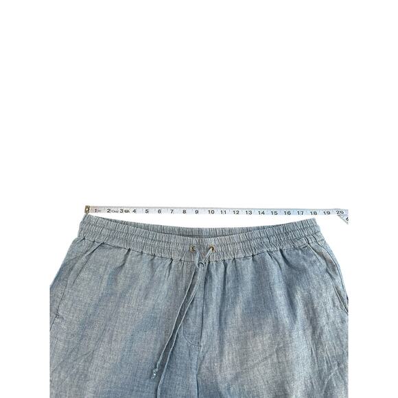 J.Crew Chambray Drawstring Pant Blue Relaxed Straight Leg Casual Relaxed Size 14 - Picture 9 of 12